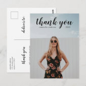 Black Script Bedankt Afstuderen Briefkaart (Voorkant / Achterkant)