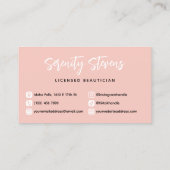 Black Script Blush Roze schoonheidsspecialist 6 Be Klantenkaartje (Achterkant)