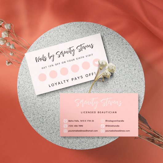 Black Script Blush Roze schoonheidsspecialist 6 Be Klantenkaartje