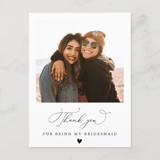 Black Script Bridesmaid bedankkaart Briefkaart