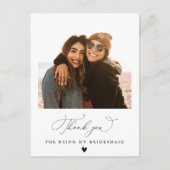 Black Script Bridesmaid bedankkaart Briefkaart (Voorkant)