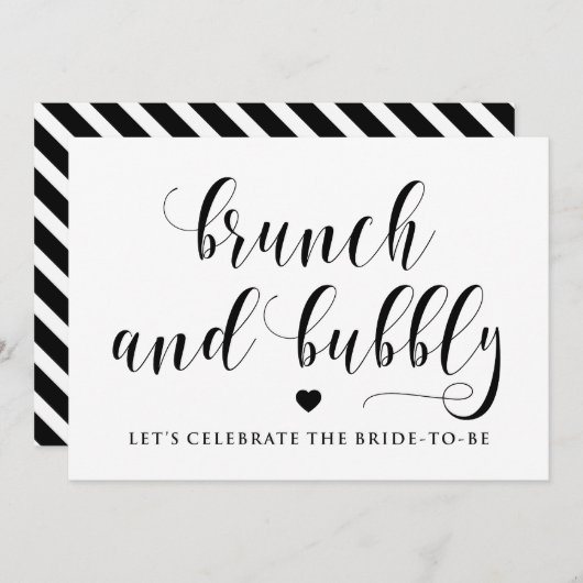 Black Script Brunch en Bubble Vrijgezellenfeest Si Kaart (Voorkant / Achterkant)