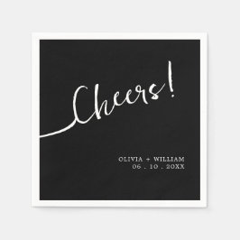 Black Script Cheers Huwelijkscocktail servetten