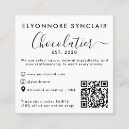 Black Script Chocolatier Brand Event QR Code Contactkaartje