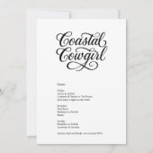 black script cowgirl vrijgezellenfeest kaart (Achterkant)