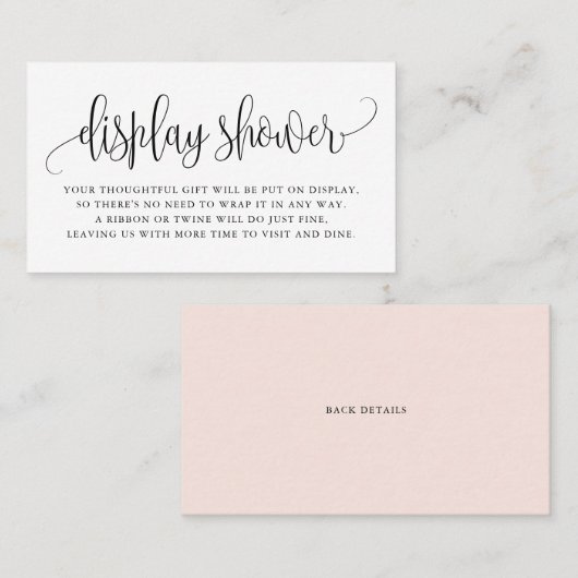 Black Script Display Shower Kaart Visitekaartje (Voorkant / Achterkant)