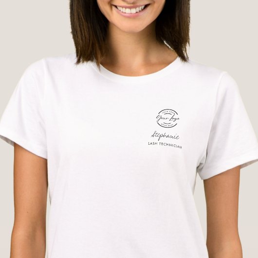 Black Script Employee Name Business Logo Lashes T-shirt