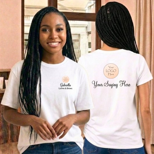 Black Script Employee Name Business Logo Lashes T-shirt