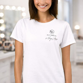 Black Script Employee Name Business Logo Makeup T-shirt