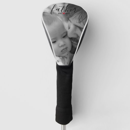 Black Script Father Vast jaar foto Golfheadcover (Voorkant)