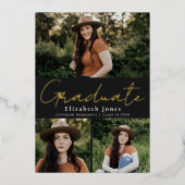 Black Script Folie Afstuderen Fotoaankondiging Uitnodiging (Voorkant)