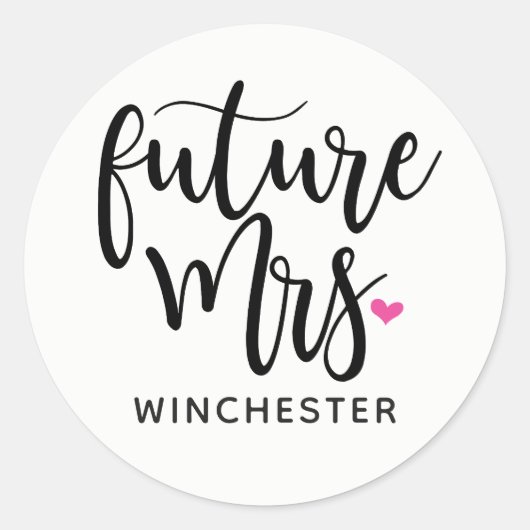 Black Script Future Mrs (naam) Ronde Sticker (Voorkant)