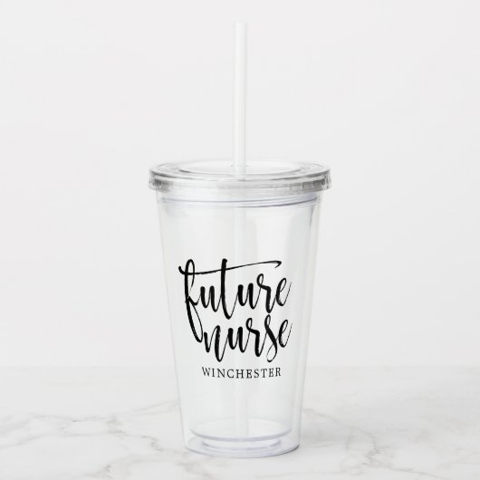 Black Script Future Nurse (naam) Acryl Drinkbeker (Voorkant)