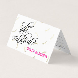 Black Script & Gold Lashes Cadeaubon Kaart