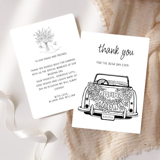 Black Script Handdrawn Simple Wedding Vow Renewal  Bedankkaart
