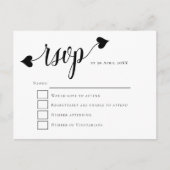 Black Script Heart Swash Wedding RSVP Briefkaart (Voorkant)