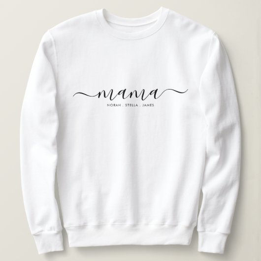Black Script Kids Names Mama T-Shirt (Design voorkant)