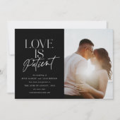 Black Script Love Wedding Photo Change the Date Aankondiging (Voorkant)