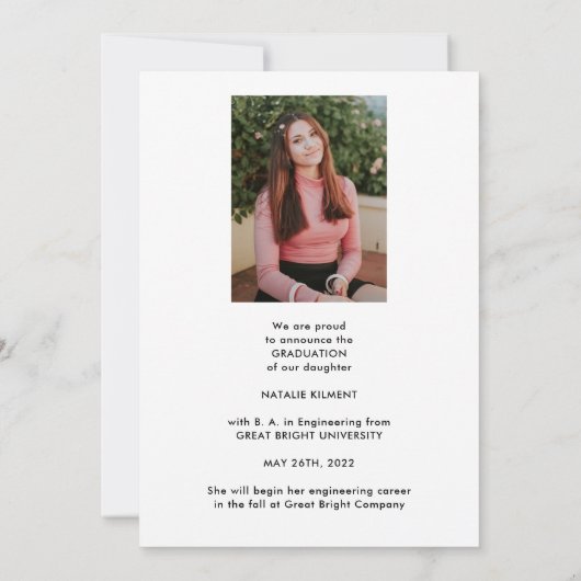 Black Script Modern Afstuderen Afstuderen foto's Aankondiging (Achterkant)