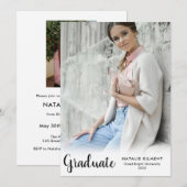 Black Script Modern Afstuderen Afstuderen foto's Kaart (Voorkant / Achterkant)