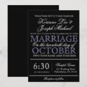 Black Script Modern Wedding Invitation Kaart (Voorkant / Achterkant)