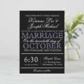 Black Script Modern Wedding Invitation Kaart (Staand voorkant)