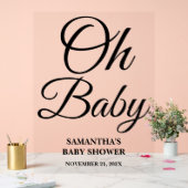 Black Script Oh Baby Baby shower Welkom Acryl Bord (Huwelijk)