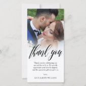 Black Script Overlay Weddenfoto Hartelijk dank Bedankkaart (Voorkant)