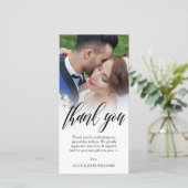 Black Script Overlay Weddenfoto Hartelijk dank Bedankkaart (Staand voorkant)