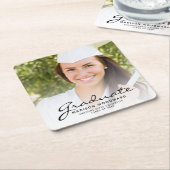 Black Script Photo Graduparty Kartonnen Onderzetters (Schuin)