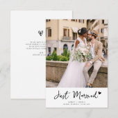 Black Script Photo Wedding Announcement Bedankkaart (Voorkant / Achterkant)