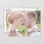 Black Script Photo Wedding Hartelijk dank Briefkaa Briefkaart (Voorkant / Achterkant)