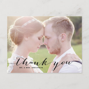 Black Script Photo Wedding Hartelijk dank Briefkaa Briefkaart