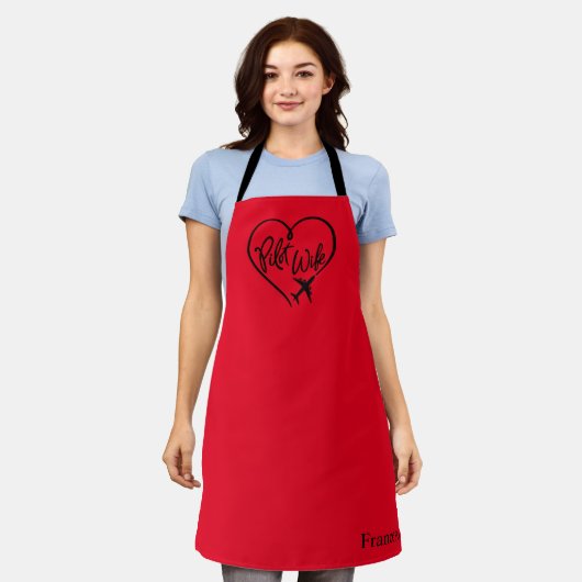 Black Script Pilot Wife Looped Heart Plane Red Schort (Gedragen)