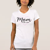 Black Script Pink Outline Heart Est Date Mom Bold T-shirt (Voorkant)