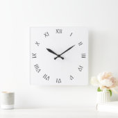 Black Script Roman Nummers op witte wcn Vierkante Klok (Huis)