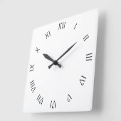 Black Script Roman Nummers op witte wcn Vierkante Klok (Hoek)