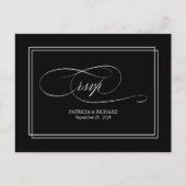 Black Script Simple Elegant Wedding RSVP Briefkaar Briefkaart (Voorkant)