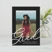 Black Script Two Photo Afstuderen aangekondigd Kaart (Staand voorkant)