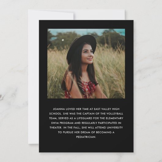 Black Script Two Photo Afstuderen aangekondigd Kaart (Achterkant)