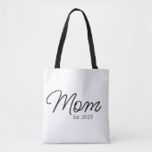 Black Script Typography Established Mom Tote Bag (Voorkant)