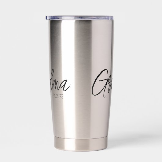 Black Script Typography Grandma Established Year Geïsoleerde Drinkbeker (Rechts)