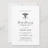 Black Script verpleegster pinning ceremonie uitnod Kaart (Voorkant)