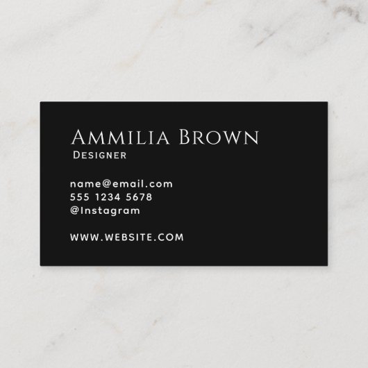 Black Script-Visitekaartje | Modern minimaal Visitekaartje (Achterkant)
