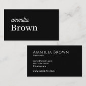 Black Script-Visitekaartje | Modern minimaal Visitekaartje (Voorkant / Achterkant)