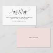 Black  Script Wedding Gift Registry Kaart Visitekaartje (Voorkant / Achterkant)