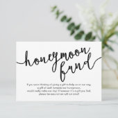 Black Script, Wedding Honeymoon Fund Wish Informatiekaartje (Staand voorkant)