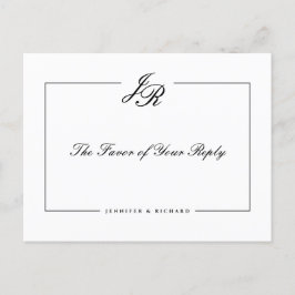 Black Script Wedding Reply Invitation Briefkaart