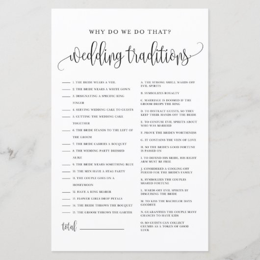 Black Script Wedding Traditions Vrijgezellenfeest  (Voorkant)