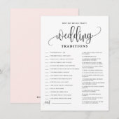 Black Script Wedding Traditions Vrijgezellenfeest Informatiekaartje (Voorkant / Achterkant)